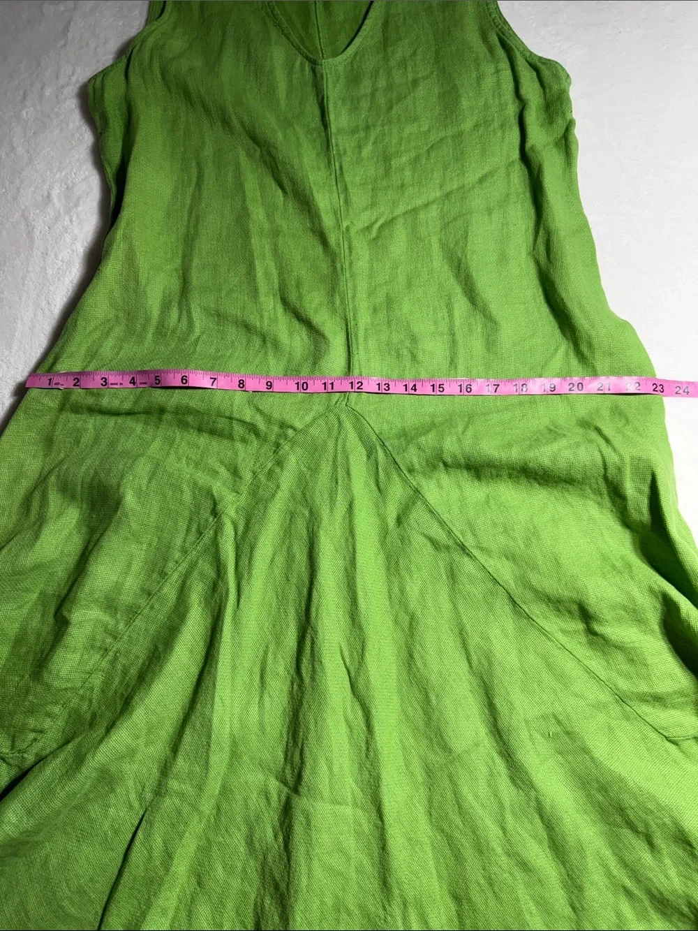 Khangura Bohemian Linen Sleeveless Green Maxi Dress with Gathered Flared Skirt - Picture 8 of 10